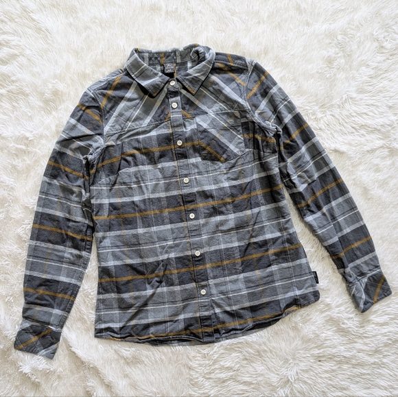 Helly Hansen Tops - Helly Hansen 100% Organic Cotton Grey Plaid Flannel Fall Button Up Shirt Medium